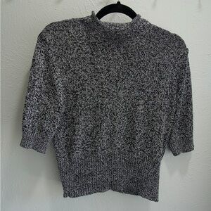 Kasper Hand Knitted Black and White Cowl Neck Sweater with Turtleneck Style